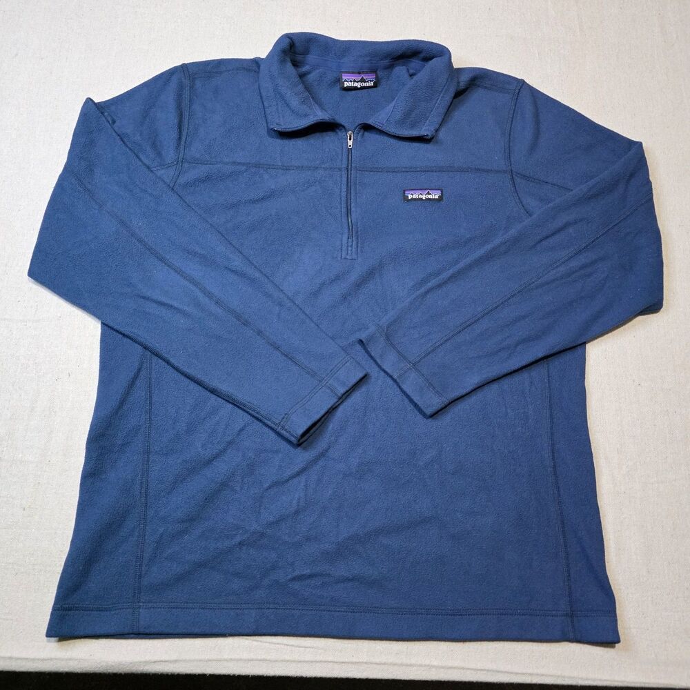 Patagonia Mens Large Navy Micro D 1/4 Zip Lightweight Fleece Pullover Sweater